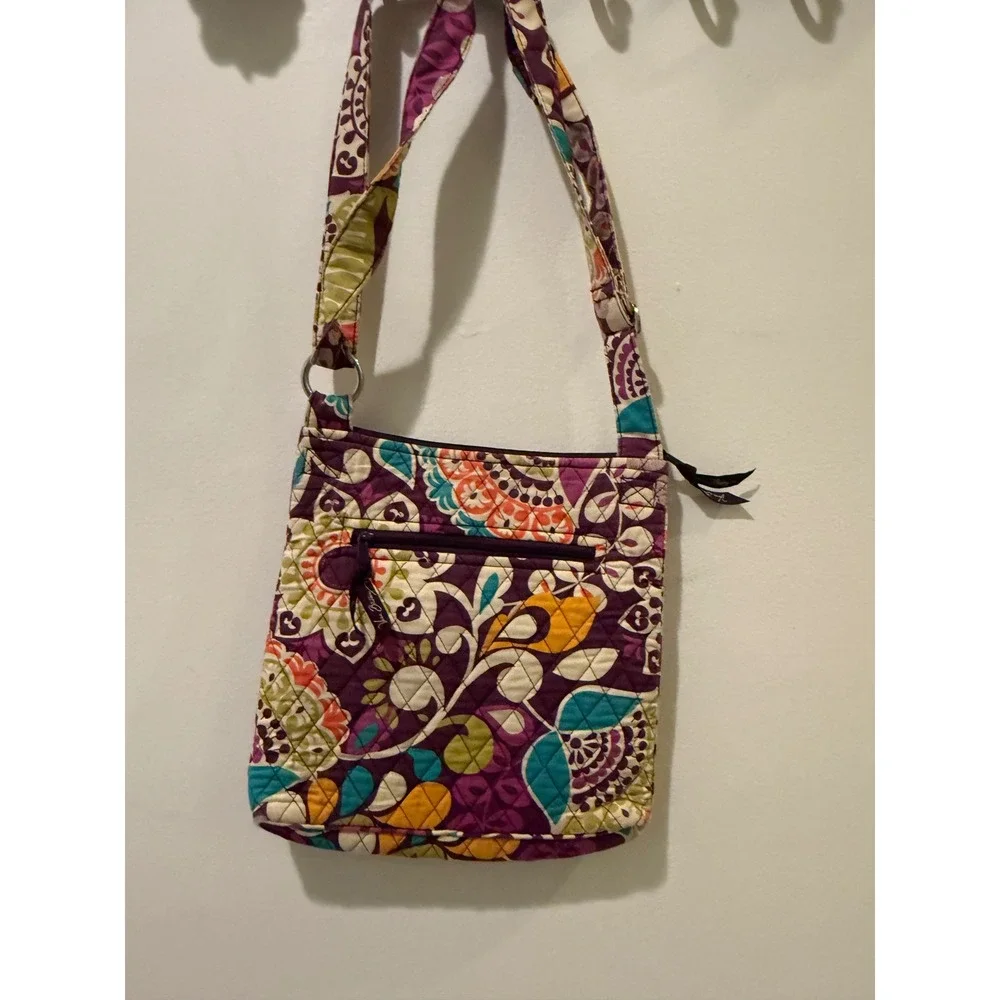 Vera Bradley Plum Crazy Quilted Cotton Hipster Crossbody Bag Purple Floral